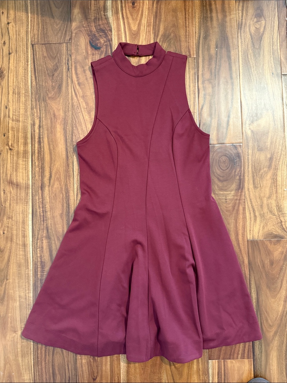 Free People Sleeveless A-Line Mock Neck Dress in Wine, size small